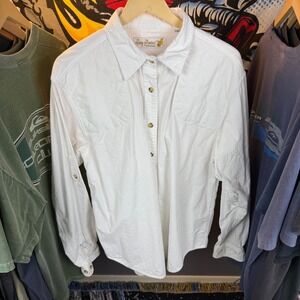 Foxy Huntress White Quilted Shoulder Hunting Shirt Womens Large Long Sleeve